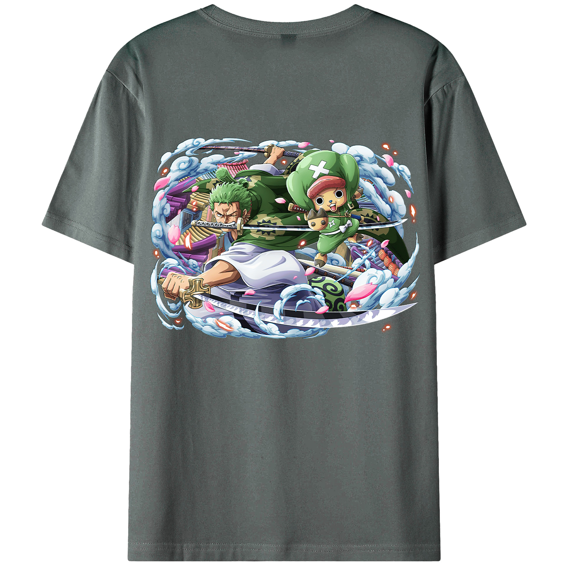 ワンピース ロロノア・ゾロ ONE PIECE Roronoa Zoro 綿100％ メンズ半袖Tシャツ（バックプリント） 通気性